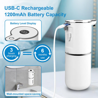 OHIFAST Automatic Liquid Soap Dispenser Touchless, USB Rechargeable Smart Hand Soap Dispenser, 6-Level Adjustable, 12.8oz/380mL Wall Mounted for Bathroom Kitchen Accessories Dish Soap-White