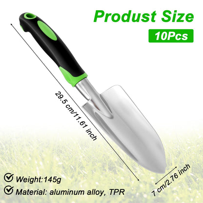 10 Pcs Garden Shovel Aluminum Alloy Heavy Duty Trowel Garden Tool Small Shovels for Digging Metal Hand Trowel Spade with Soft Handle for Lawn Yard Farm Home Shop Planting