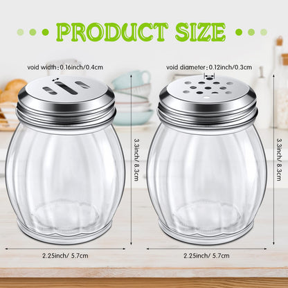 Hotop Glass Spices Shaker with Perforated Top Cheese Shaker with Slotted Stainless Steel Lid Retro Swirl Style Jar Dispensers for Pepper Sugar Spice Home Kitchen Restaurant, 6 oz(48 Pcs)