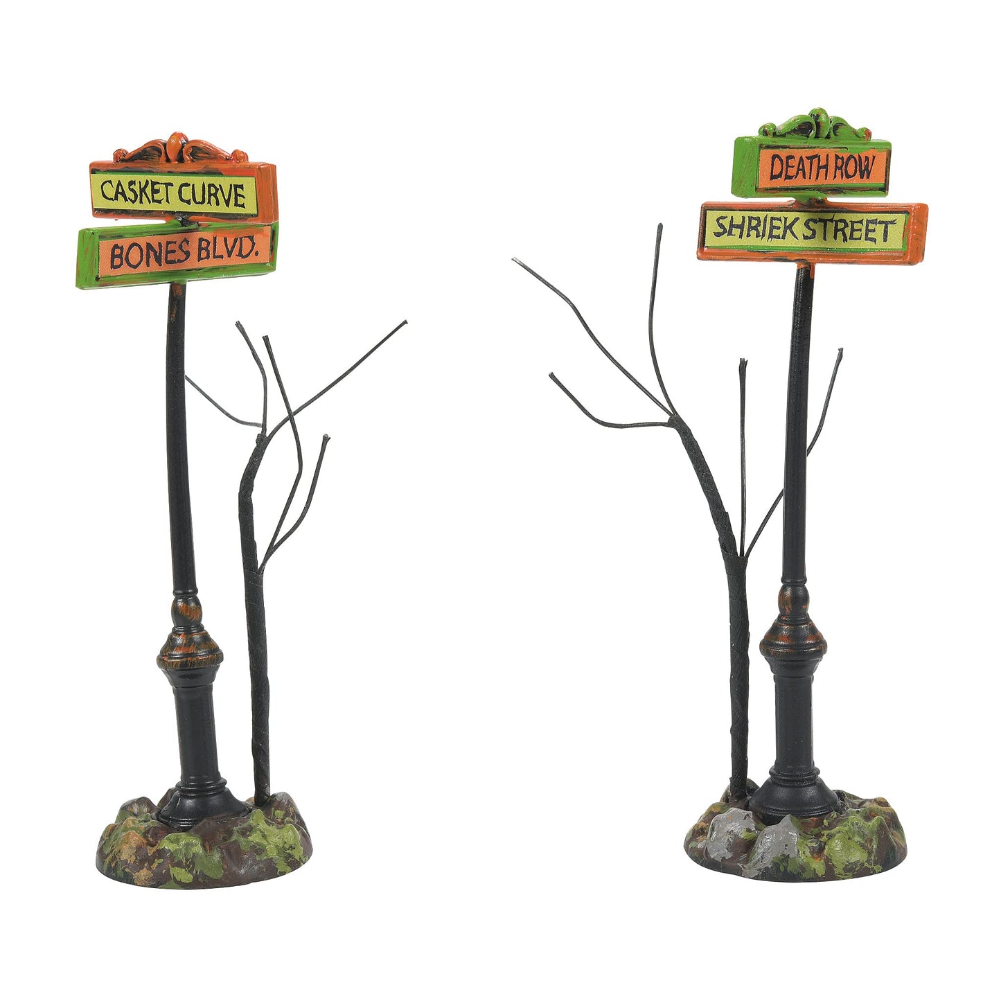 Department 56 Village Accessories Halloween Creepy Village Street Sign Figurine Set, 4 Inch, Multicolor