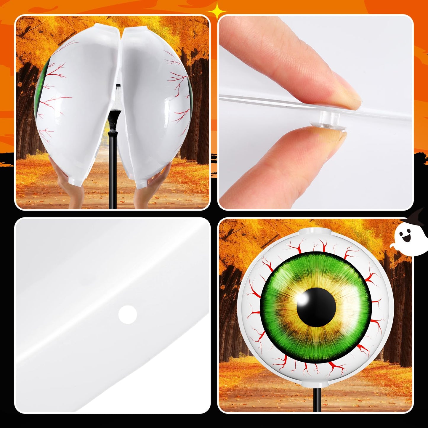Retisee Halloween Pumpkin Eyeball Post Light Cover Jack O Lantern Lamp Shade 20 D x 22 H Eyeball Lamp Shade Plastic Pumpkin Light Shade for Porch Garage Front Door Outdoor(1 Pack,Eyeball)