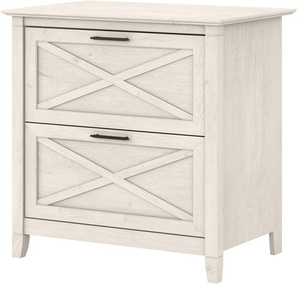 Bush Furniture Key West 2 Drawer Lateral File Cabinet in Linen White Oak | Document Storage for Home Office | Accent Chest with Drawers