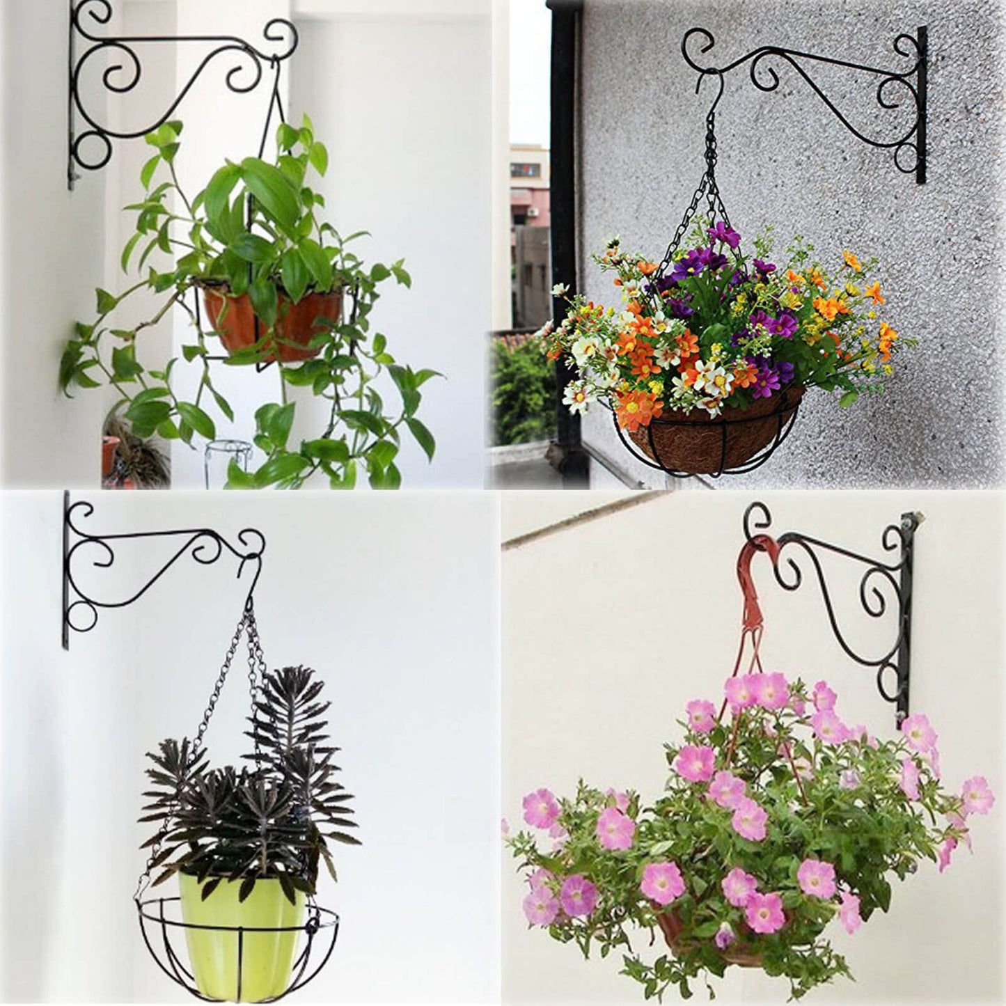 Orgrimmar Hanging Plant Bracket 4 Packs Metal Wall Plant Hangers with Iron Screws Decorative Hook for Bird Feeders, Lanterns, Wind Chimes, Planters, Flower Pot, Outdoor Indoor Decor
