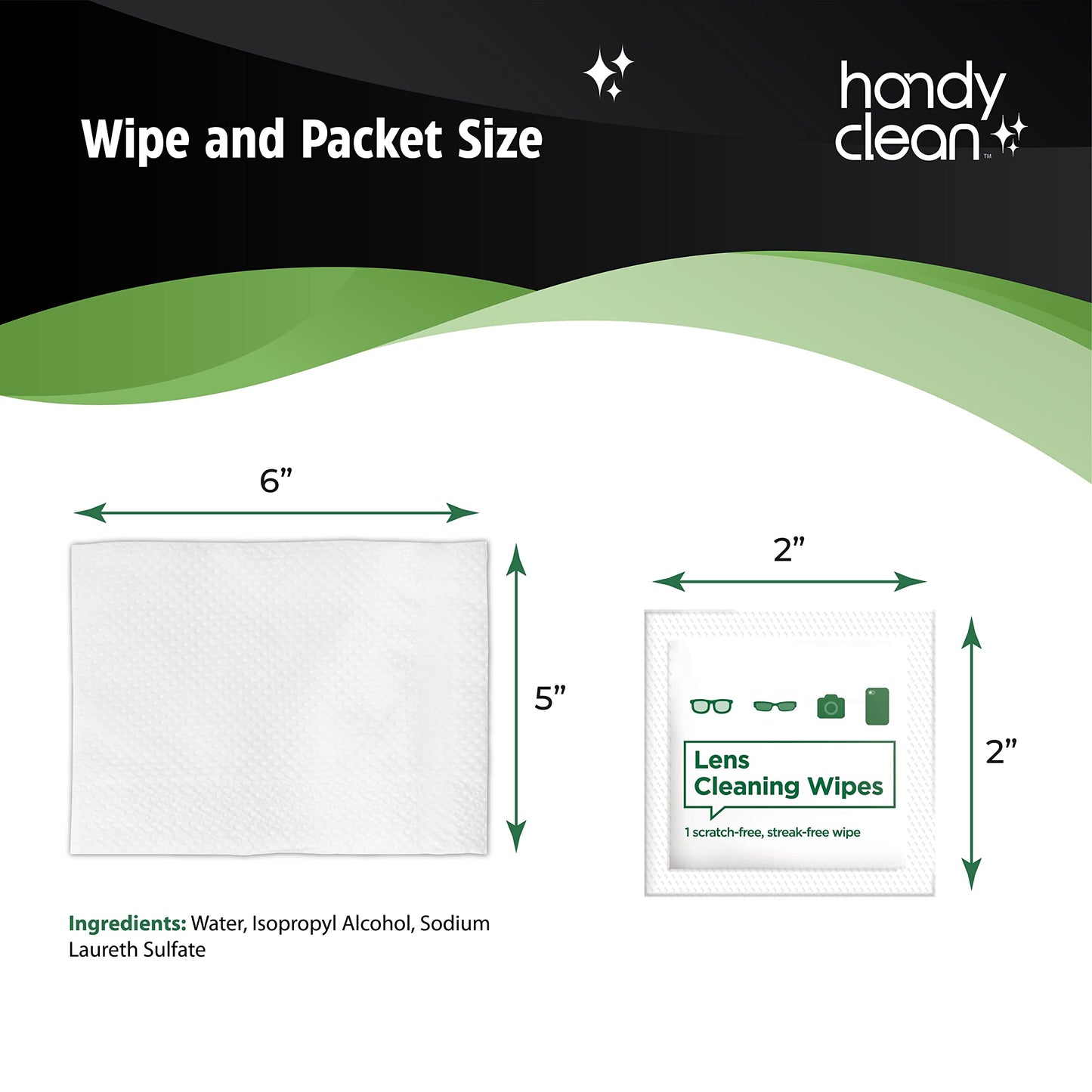 HandyClean Pre-Moistened Lens Cleaning Wipes, Eyeglass Wipes, Screen Wipes, 100 ct of 6 x 5 inches Individually Packed Lens Cleaner Wipes