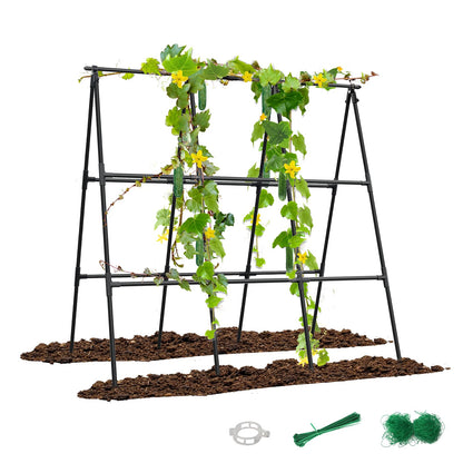 GOJAWAY 47.2"x47.2" Adjustable A-Frame Cucumber Trellis for Garden Vegetable Trellis, Metal Garden Trellis Arch Plant Grow Support Frame for Climbing Plants Support Vegetable Flower Fruits Vine