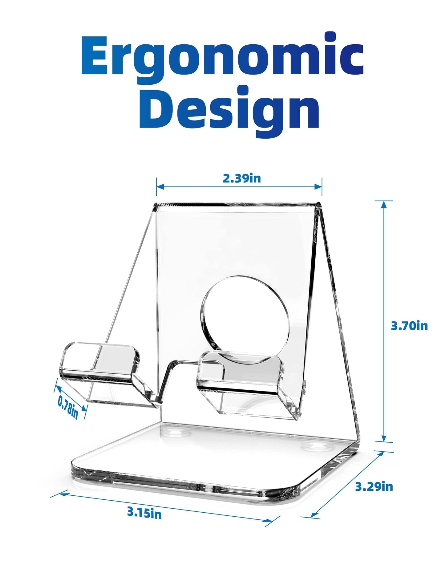TOPGO Acrylic Cell Phone Stand, Clear Phone Holder for Office Desk, Vanity, Kitchen, Bedside Table, Compatible with iPhone 17/Smartphones/iPad/Switch/Kindle, Office Desk Accessories