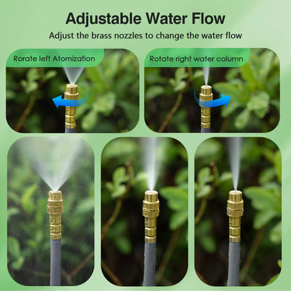 39 FT Drip Irrigation System - Double-Head 360° Adjustable Garden Watering System with 24 Spray Nozzles, Garden Atomizing Misting System & Irrigation System for Garden, Greenhouse, Yard, Lawn, Plants