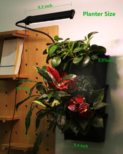 DPROOTS Wall Planters for Indoor Plants with Grow Light & Self Watering System, 6-Pot Vertical Garden for Herbs, Vegetables, Flowers, Succulents, Includes Screws & Expansion Pipes