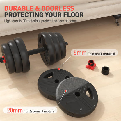 UKEEP Adjustable Dumbbells Sets, 20/30/40/55/60/70/80/90lbs Free Weights Dumbbells Set of Convertible 2 or 3 in 1 Dumbbells Set Used as Barbell, Kettlebells, A Pair of Lightweight for Home Gym