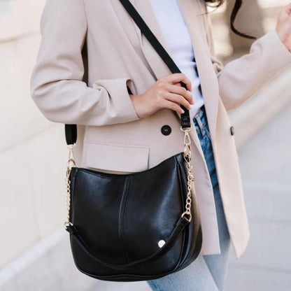 Modern+Chic Crossbody Bags for Women - Marissa Saddle Crossbody, Vegan Leather Shoulder or Handbag with Two Adjustable Straps