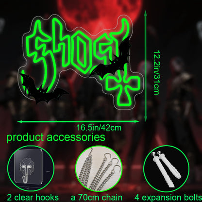 Ghost Neon Sign, Green LED Wall Light (12.2"x16.5")