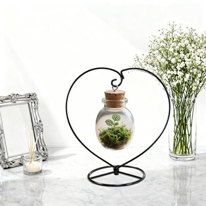 Archi Ornament Display Stand Iron Stand for Hanging Glass (Black 2Pcs Heart)