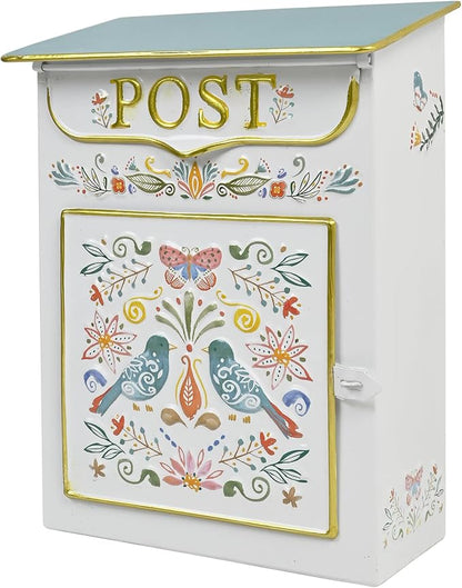 Mailbox Wall Mount Mailboxes for Outside Vintage Mail Boxes for House Outside Metal Drop Box Antique Style Nostalgic Charm Home Decorative, Flower Pattern