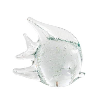 Beachcombers Large Luminous Glass Fish Figurine, 6.75-Inch, Clear