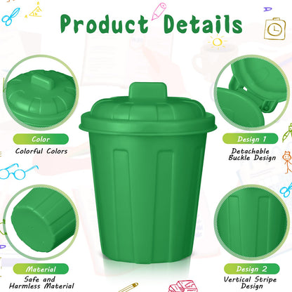 Zubebe 24 Pcs Green Mini Trash Can Mini Toy Garbage Can Small Desktop Storage Bin with Lids for Trash Party Favor Garbage Truck Birthday Decoration Party Supplies Home School Classroom