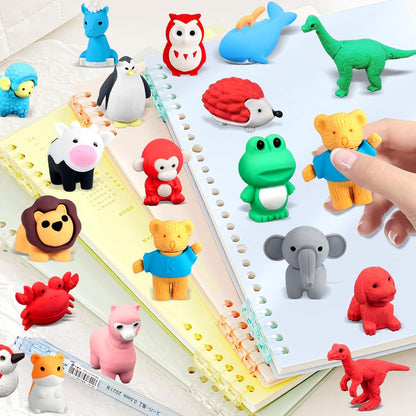 Zkptops 60Pcs Animal Erasers Kids Desk Pets Animal Pencil Erasers Puzzle Erasers Toy Mini Eraser Prize Bulk for Classroom Reward, Treasure Box, Easter Egg Filler, Party Favor, Goodie Bag Stuffer Gift