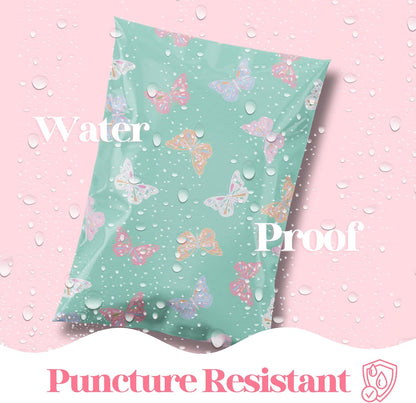 10x13 Designer Poly Mailer 100 Pack Heavy Duty Waterproof Self Seal Shipping Bags for Small Business Large Mailing Envelopes Bulk Tear Resistant Packaging Butterfly