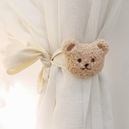 Whaline 4Pcs Bear Curtain Ties Cute Cartoon Bear Curtain Tieback Decorative Embroidered Animal Shape Rope Holdbacks for Home Office Bedroom Living Room Window Treatment Decor