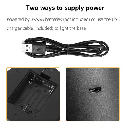 2 Pack 3D Led Night Light Lamp Base, Includes Remote Control, Blank Acrylic and Charger Cable, Adjustable 7 Colors Lights Base
