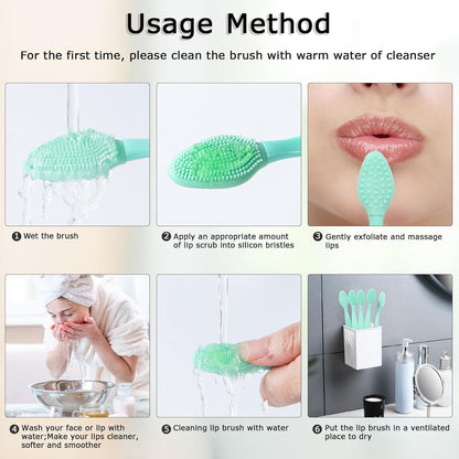 Silicone Facial Cleansing Brush 3 Pack, Beomeen 4 in 1 Handheld Face Scrubber for Deep Gentle Exfoliating, Double-Ended Face Wash Scrub Brush for Face Skincare and Massage (Green)