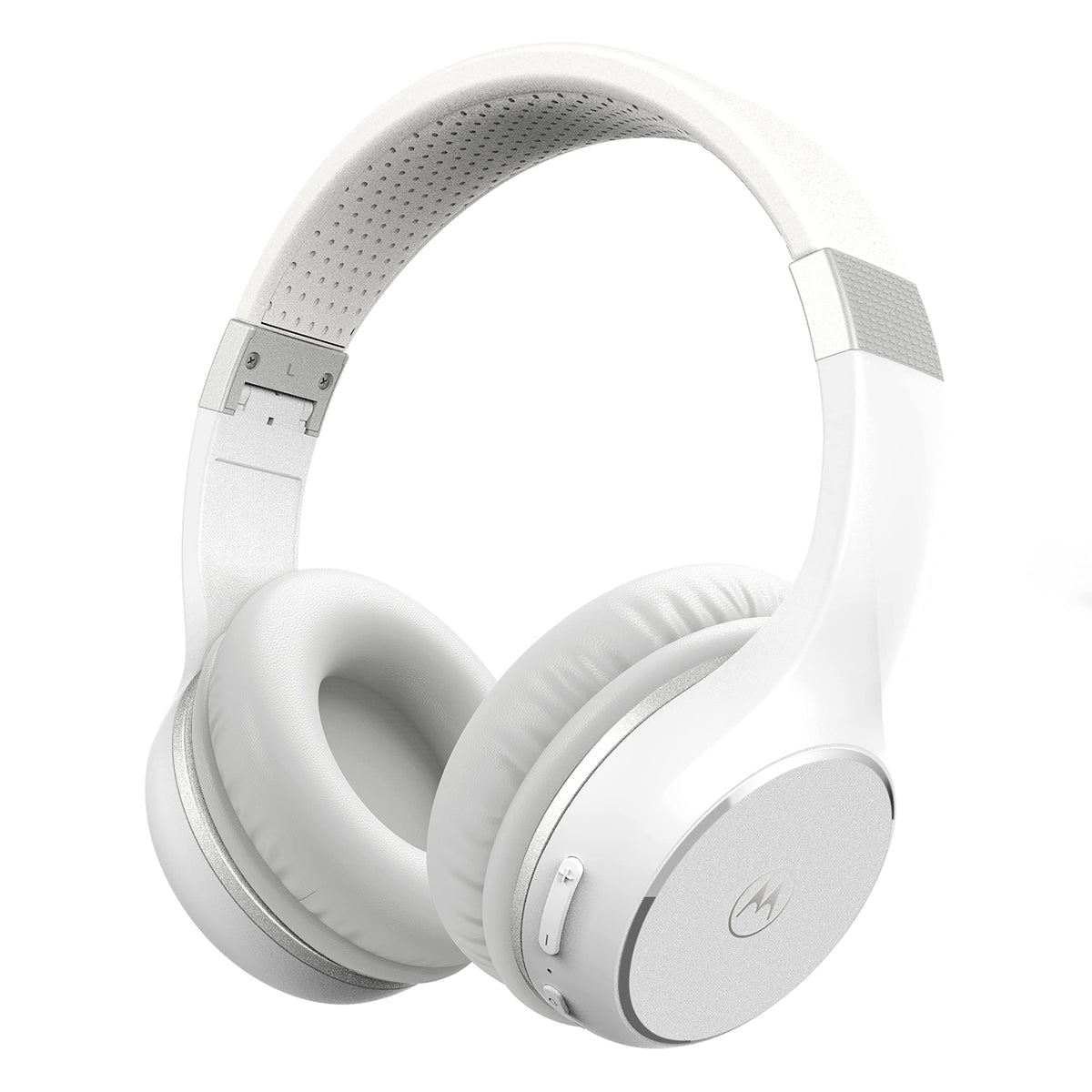 Motorola Sound Moto XT220 Bluetooth Wireless Headphones with Microphone, in-Line Control for Calls - Foldable Over-Ear Head Phones, Adjustable Headband, Dynamic Bass, Clear Sound - White