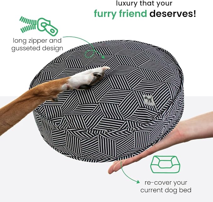 Molly Mutt Huge Dog Bed Cover - Rough Gem Print - Measures 36” x 5’’ - 100% Cotton - Durable - Breathable - Sustainable - Machine Washable Dog Bed Cover