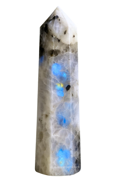 Amazing Gemstone Rainbow Moonstone Crystal Towers - Natural Healing Crystal Point Obelisk for Reiki Healing and Crystal Grid (3" to 4" INCH)