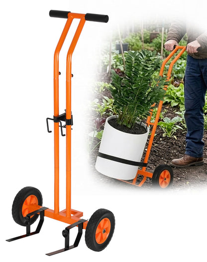 Deerift Heavy Duty Plant Caddy with Wheels, Plant Dolly Cart, Adjustable Grabbing Arm & Suction Cups for Easy Plant Movement, Versatile Indoor/Outdoor Plant Dolly Trolley Cart with Strap, Orange