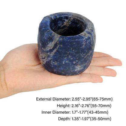 rockcloud Natural Raw Blue Sodalite Taper Tea Light Candle Holder Air Plant Holder Healing Stone Home Decoration Figurine