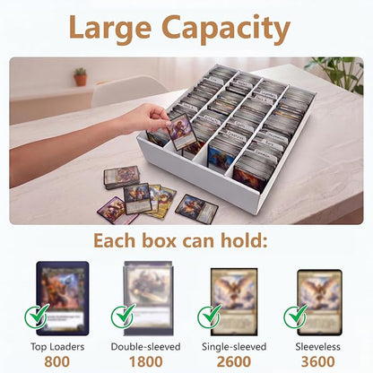 RLAVBL 1 Pack 3600 Count Trading Card Storage Box, Cardboard Card Boxes with Dividers for Sports, MTG, TCG, Toploader, 4 Row