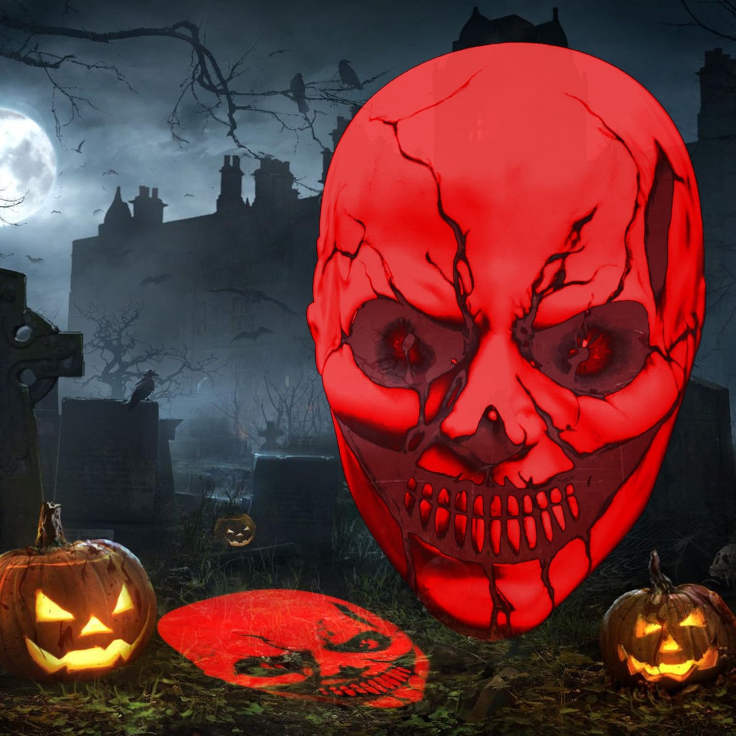 12 in 1 Halloween Projector Outdoor,3D Dynamic Halloween Decorations,Clearer Ghost/Spider/Bat/Skull/Witch/Nativity/Crucifix HD Patterns,Waterproof for Window Wall Cemetery Holiday Decor