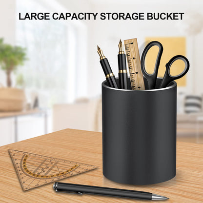 Dopaka Pen Holder Pencil Holder for Desk, Metal desk pen holder, Makeup Brush Holder, pencil cup, pen organizer for desk, for Office, School, Home, and Kids 3.9×3.14inch (Black)