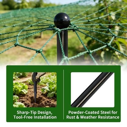 DOLEMODUO 72 Inch Garden Stake Netting Support, 4PCS Heavy Duty & Rust Proof Powder Coated Steel Plant Stakes for Garden Fencing, Plant & Crop Protection from Wildlife