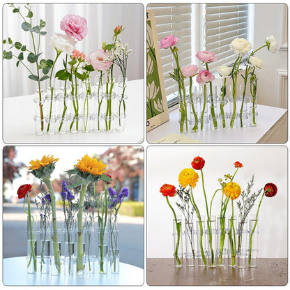 BESPORTBLE Test Tube Glass Vases for Flowers 8pcs Large Hydroponic Plant Terrariums with Brush Home Décor Propagation Station for Living Room Desk