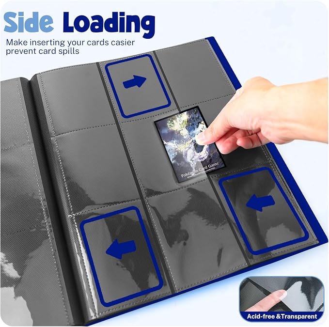 Card Binder, 9 Pocket Trading Card Album Folder,20 Pages, 360 Card Capacity Sports Card Binder, Premium Card Binders Compatible with MTG, TCG, Baseball Cards (Cobalt)