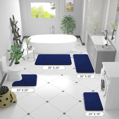 OLANLY Large Bathroom Rugs 40x32, Extra Soft Absorbent Chenille Bath Rugs, Rubber Backing Quick Dry, Machine Washable Bath Mats for Bathroom Floor, Tub and Shower, Home Decor Accessories, Navy