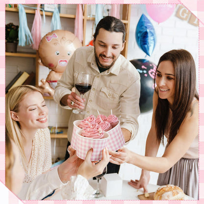 Nuanchu 100 Pack 9 oz Gingham Treat Snack Cups Pink and White Checkered Disposable Paper Cups for Dessert Ice Cream Bowls for Snacks Soup Hot Cold Food Wedding Birthday Baby Shower Decorations