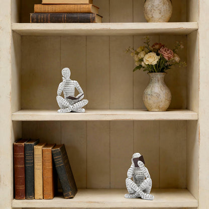 Brighomrom Bookshelf Decor Pulp Reading Thinker Sculpture, Abstract Art Statue Ornaments, Set of 2 Modern Aesthetic Figurine Home Decor Accents for Office Living Room Bedroom Shelf Coffee Table Desk