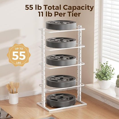 LAMU Pots and Pans Organizer Under Cabinet, 5 -Tier Dual-Pillar Design | Adjustable All-Metal Rack Stores Pots, Pans And Lids in Cabinets, on Countertops or Under Sinks, Holding Up to 55 Lb Black