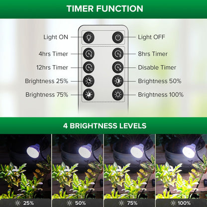SANSI Grow Lights for Indoor Plants, 4 Head Dimmable Plant Lights for Indoor Growing, 35"-64" Adjustable Tripod LED Grow Light Lamp with Remote Control Auto On/Off Timer 4 Pack of Par20 10W Bulbs