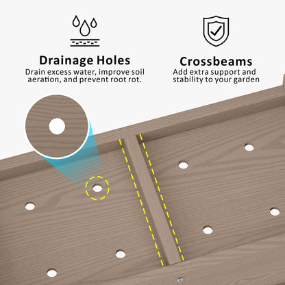 KETOYARK HDPE Raised Planter Box Outdoor,Rot-Resistant and Non-Cracking,Small Raised Beds for Gardening 29.5 * 14.4 * 9.8 in for Yard,Lawn,Outdoor Planter Boxes Rectangle with Drainage Holes Brown