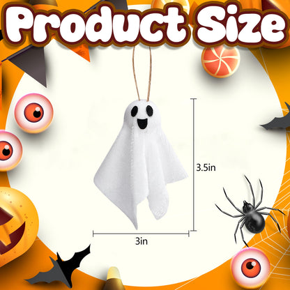 Watayo 16 Pcs Halloween Hanging Ghosts Decoration, 3.5" x 3" Outdoor Small Ghosts Tree Ornaments, Farmhouse Rustic White Cloth Ghost Hanging Decor for Yard Lawn Haunted House Party Decor