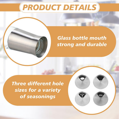 Honeydak 12 Sets Stainless Steel Salt and Pepper Shakers Adjustable Pour Holes Spice Dispenser for Salt, Sugar, Cinnamon, and Pepper, Stylish Kitchen Seasoning and Spice Shaker Set