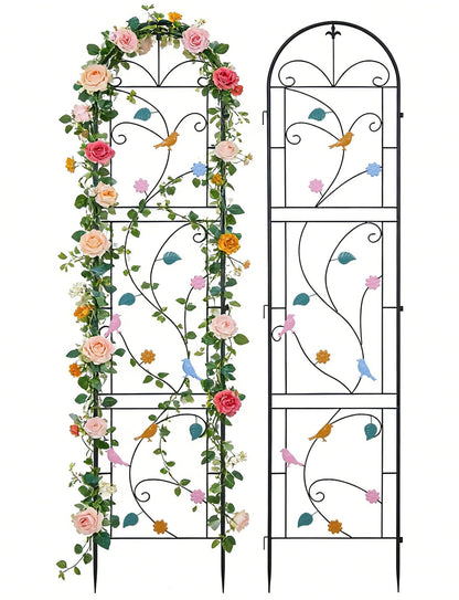 unho 2 Pack 84x19in Trellis for Climbing Plants Outdoor Iron Arch Decoration Garden Trellis with Black Metal Coating for Supporting Climbing Plants Outdoor, Roses, Vines, Flowers, and Vegetables