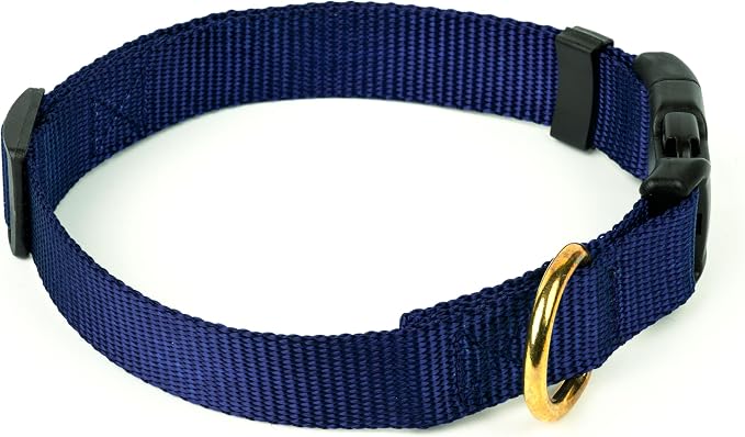 Country Brook Petz - Everyday Nylon Dog Collar and Leash - 10+ Cool Colors (3/4 Inch, Small, Navy Blue)