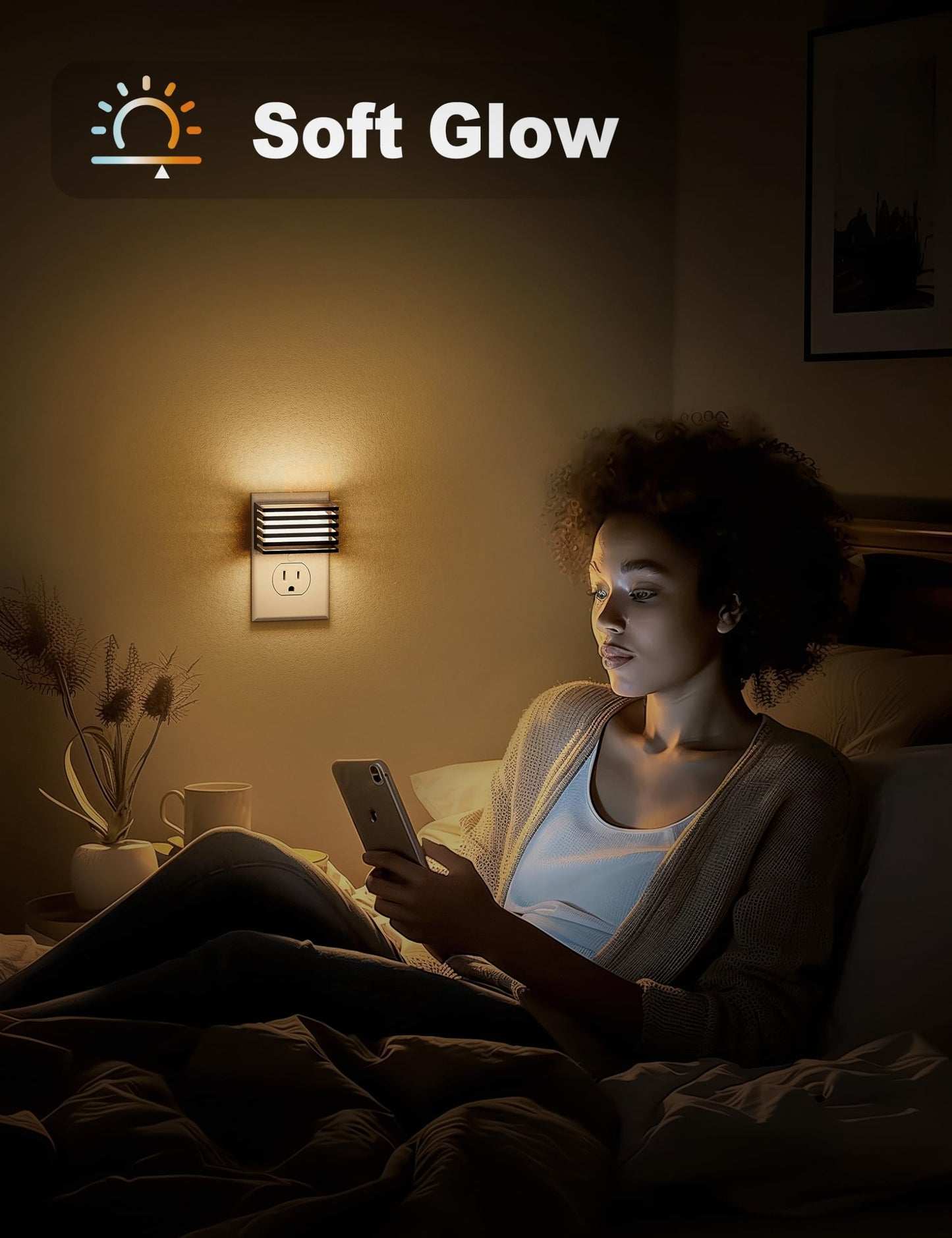 JandCase LED Night Light, [2 Pack] Night Lights Plug into Wall with Dusk to Dawn Sensor, Dimmable Plug in Night Light, Adjustable Brightness, 3000K Soft White Nightlight for Bedroom Bathroom Hallway