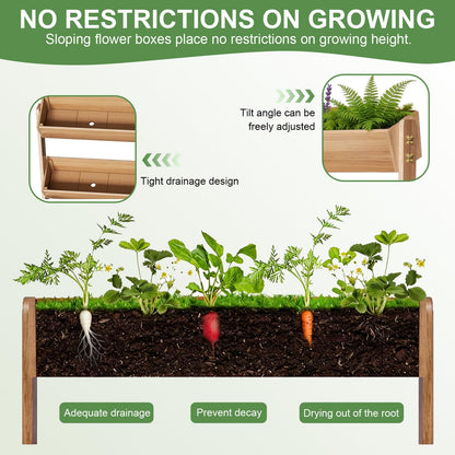 Baotree 4 Tiers Vertical Wooden Raised Garden Bed, Tiered Standing Garden Planters Outdoor, Garden Tower Wooden Planter Box for Planting Herbs Flowers Vegetables Indoor Outdoor Gardening