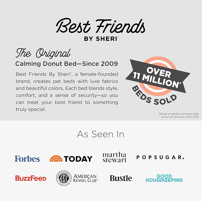 Best Friends by Sheri The Original Calming Donut Dog Bed for Large Dogs up to 100 lbs, Shag Faux Fur, Taupe, Large, 36" x 36"