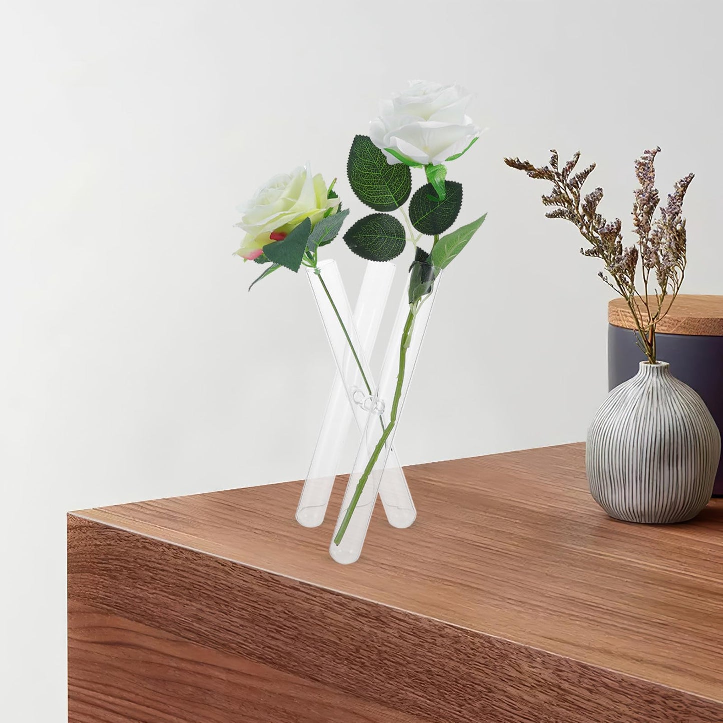 ibasenice Clear Glass Tube Vase: Single Stem Plant Holder - Propagation Tubes for Desk Decor - Transparent Terrarium Planter - Small Hydroponic Vase for Office