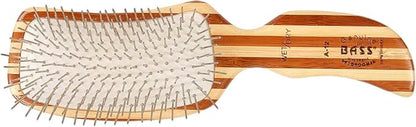 Bass Brushes | Style & Detangle Pet Brush | Alloy Pin | Pure Bamboo Handle | Semi S Style | Striped Finish | Model A12-SB
